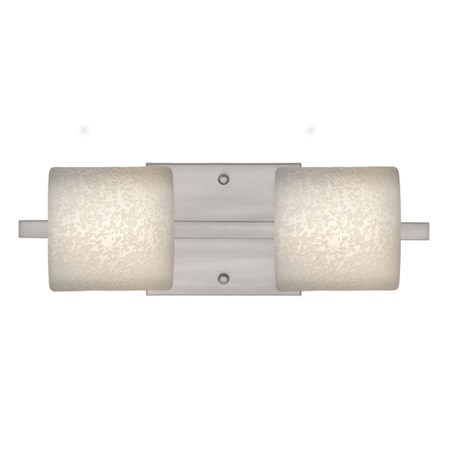 Besa Lighting Paolo Vanity, Stucco, Satin Nickel Finish, 2x5W LED 2WS-7873ST-LED-SN
